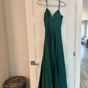 Emerald Green Maxi Dress | Spaghetti Strap V-Neck | Size 4